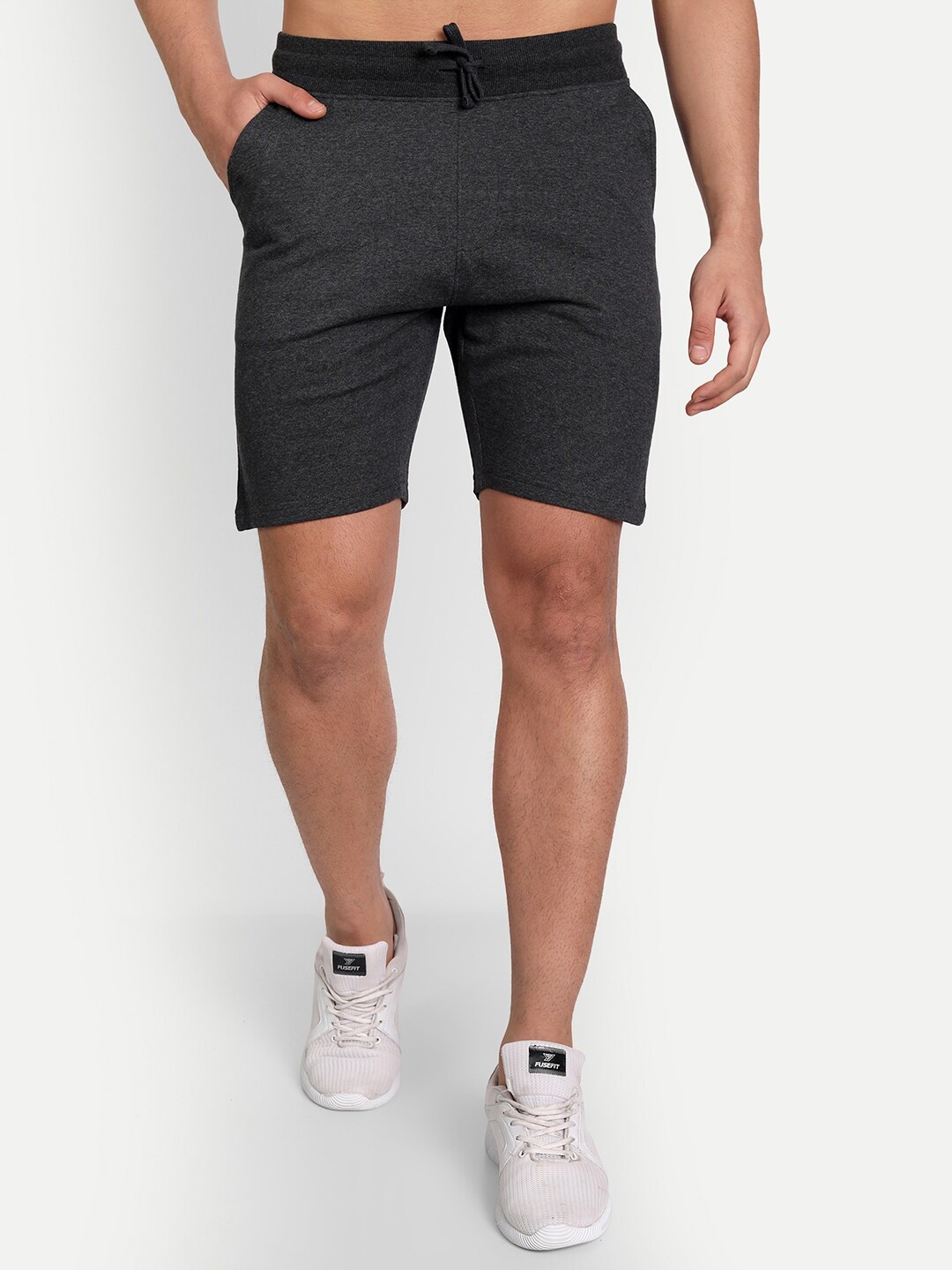 

Asterisk Men Mid Rise Regular Shorts, Charcoal