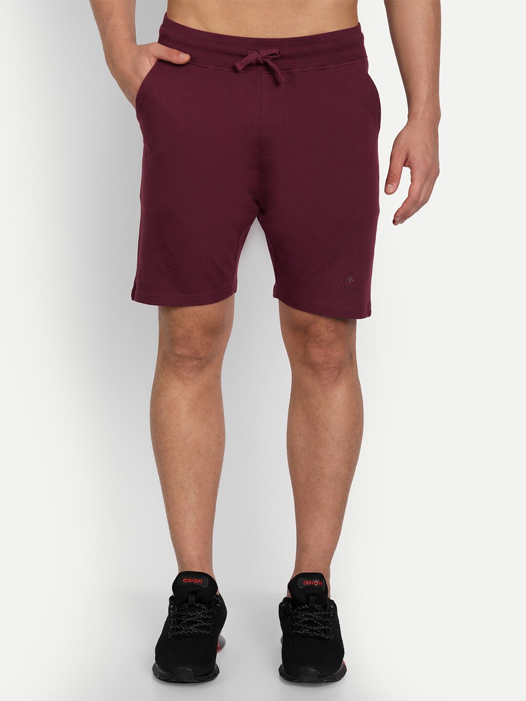 

Asterisk Men Mid Rise Cotton Regular Shorts, Burgundy