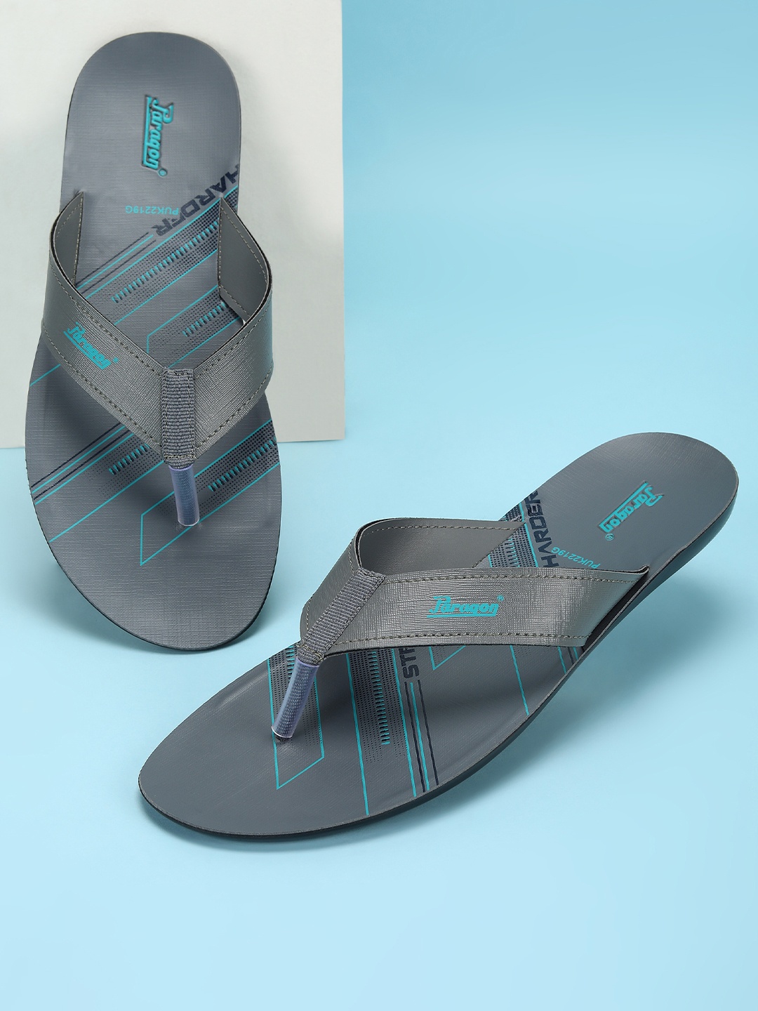 

Paragon Men Printed Lightweight Thong Flip-Flops, Grey