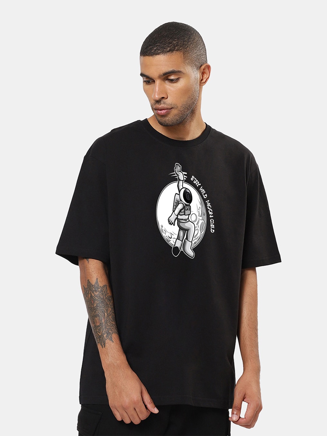 

Mad Over Print Printed Oversized Cotton T-shirt, Black