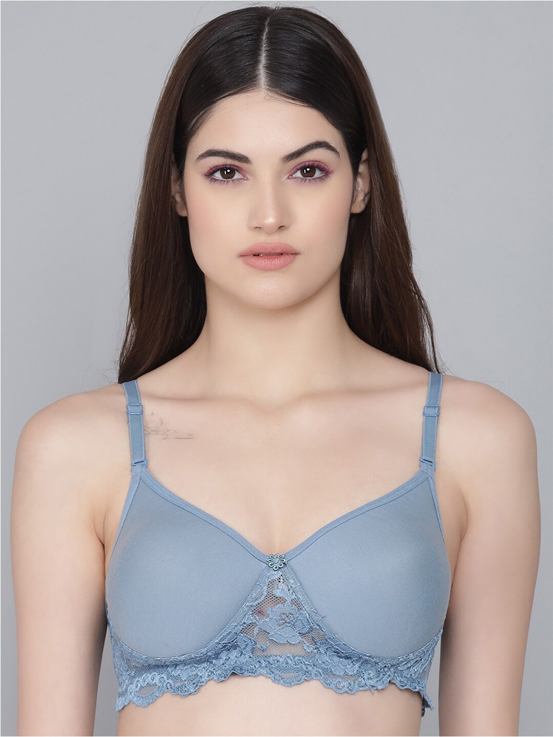 

Imsa Moda Non-Wired Full Coverage All Day Comfort Lightly Padded Everyday Bra, Blue