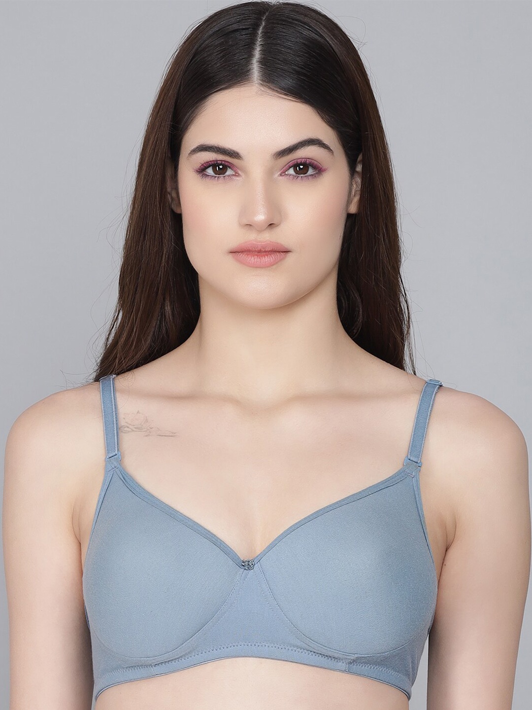 

Imsa Moda Non-Wired Lightly Padded All Day Comfort Seamless Everyday Bra, Blue