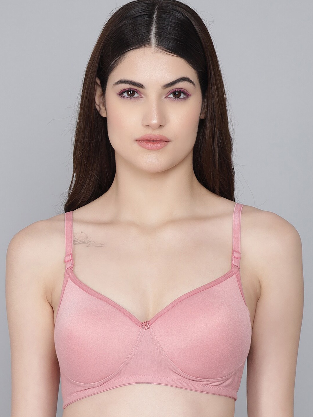 

Imsa Moda Non-Wired Full Coverage All Day Comfort Lightly Padded Everyday Bra, Pink