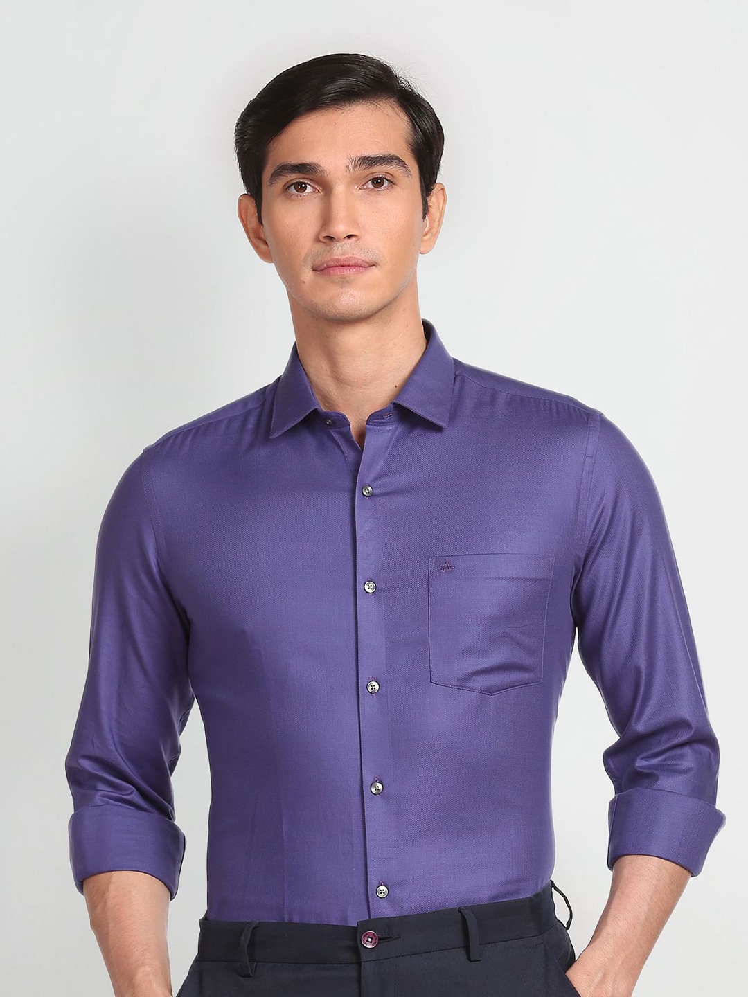 

Arrow Opaque Slim Fit Cotton Dobby Formal Shirt, Purple