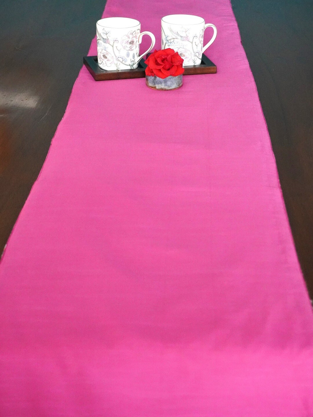 

TARA- Sparkling Homes Black & Pink Printed Pure Cotton Reversible Table Runner