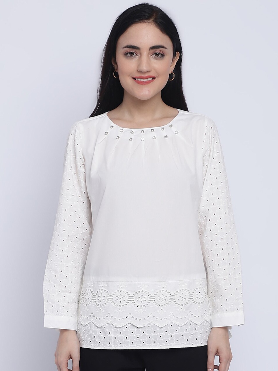 

CHIQUE Self Designed Cotton Top, White