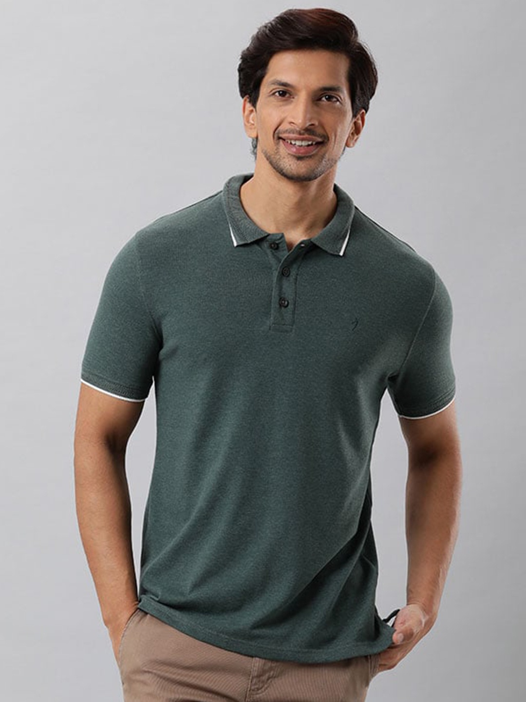 

Indian Terrain Polo Collar Slim Fit Cotton T-shirt, Green