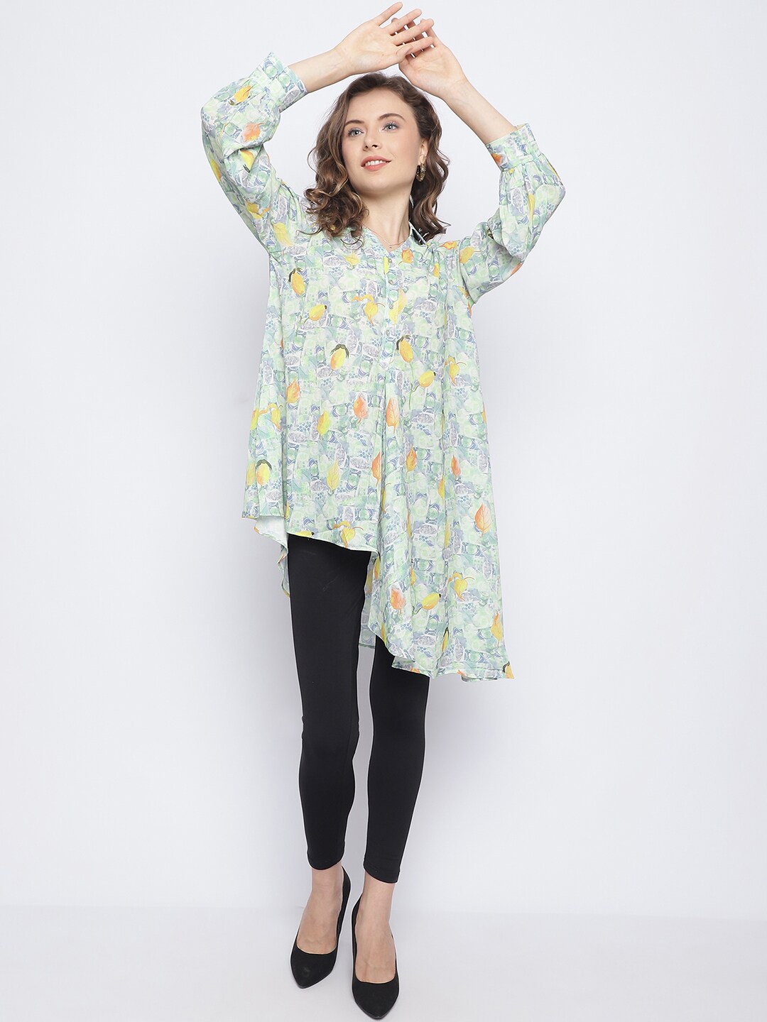 

CHIQUE Abstract Printed Casual Shirt, Lime green