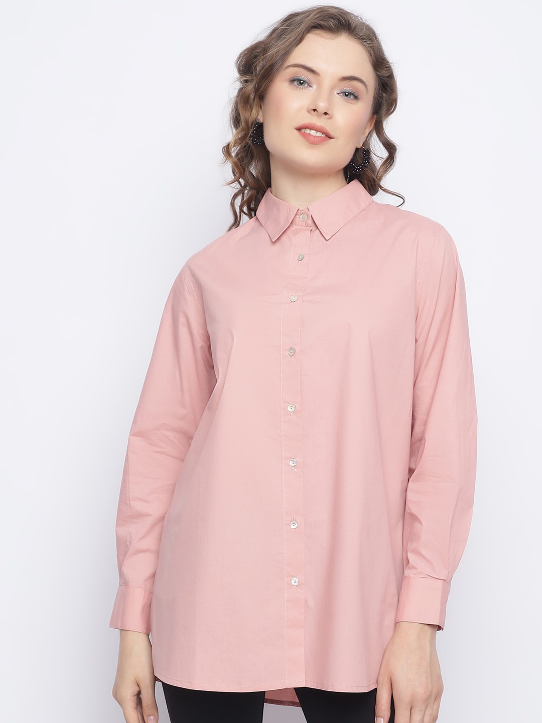 

CHIQUE Spread Collar Casual Shirt, Pink