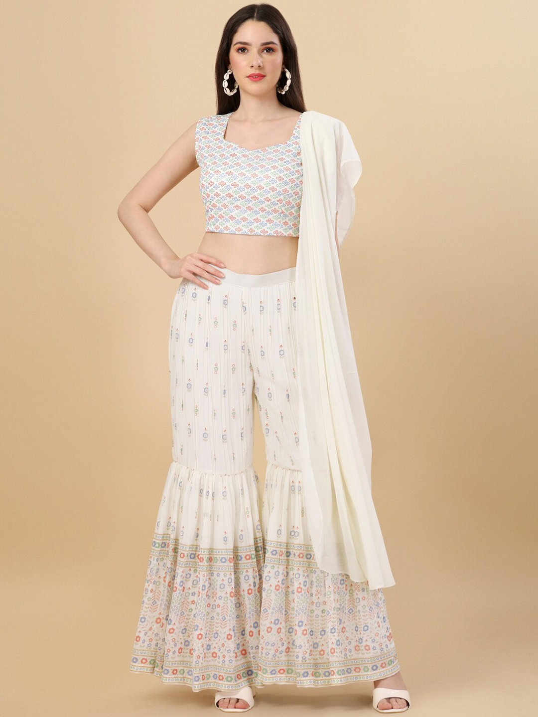 

PMD Fashion Printed Ethnic Co-Ords Set, White