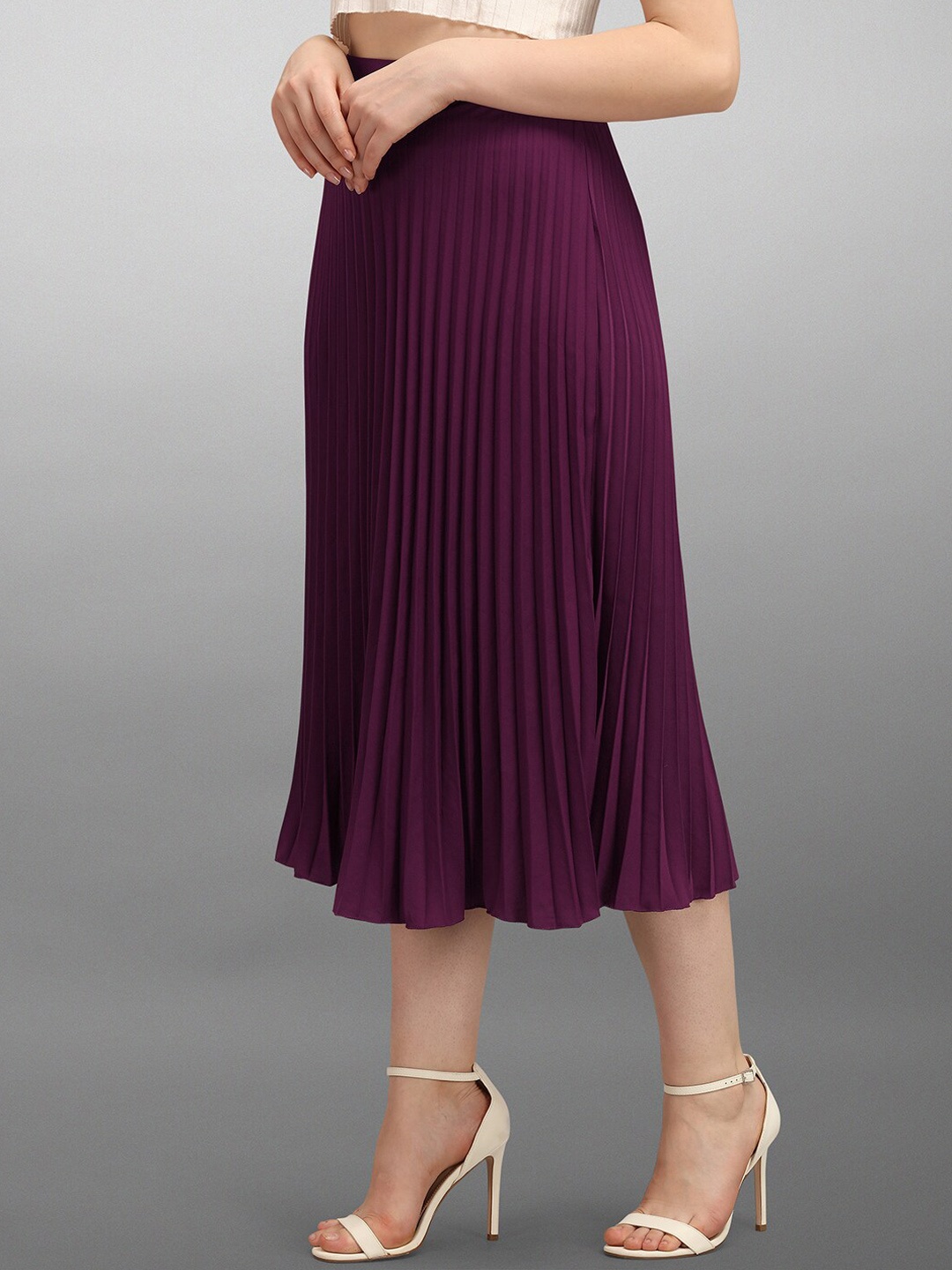 

DEKLOOK Accordion Pleats A-Line Midi Skirt, Purple