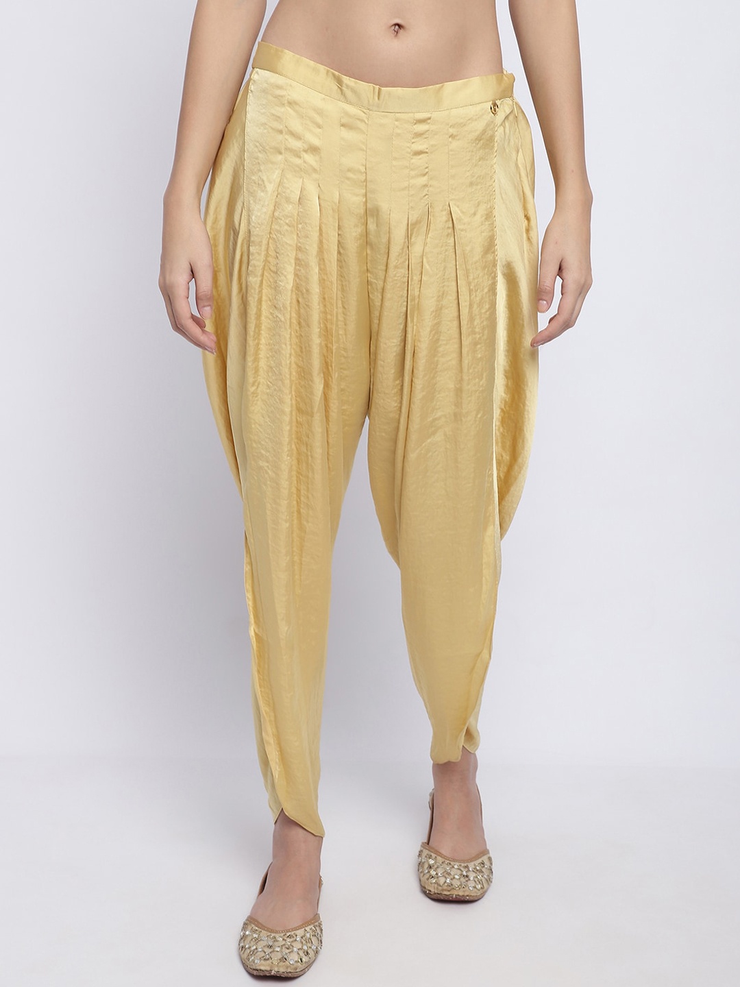 

CHIQUE Women Pleated Jodhpuris Trousers, Gold