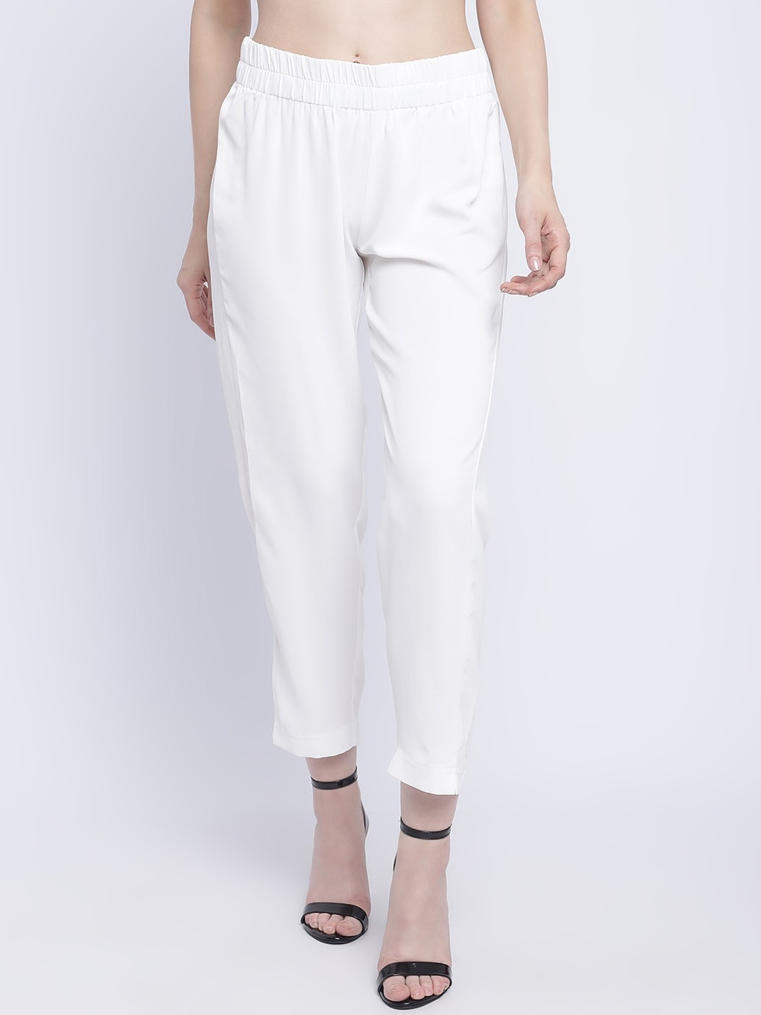 

CHIQUE Women Mid-Rise Cigarette Trousers, White