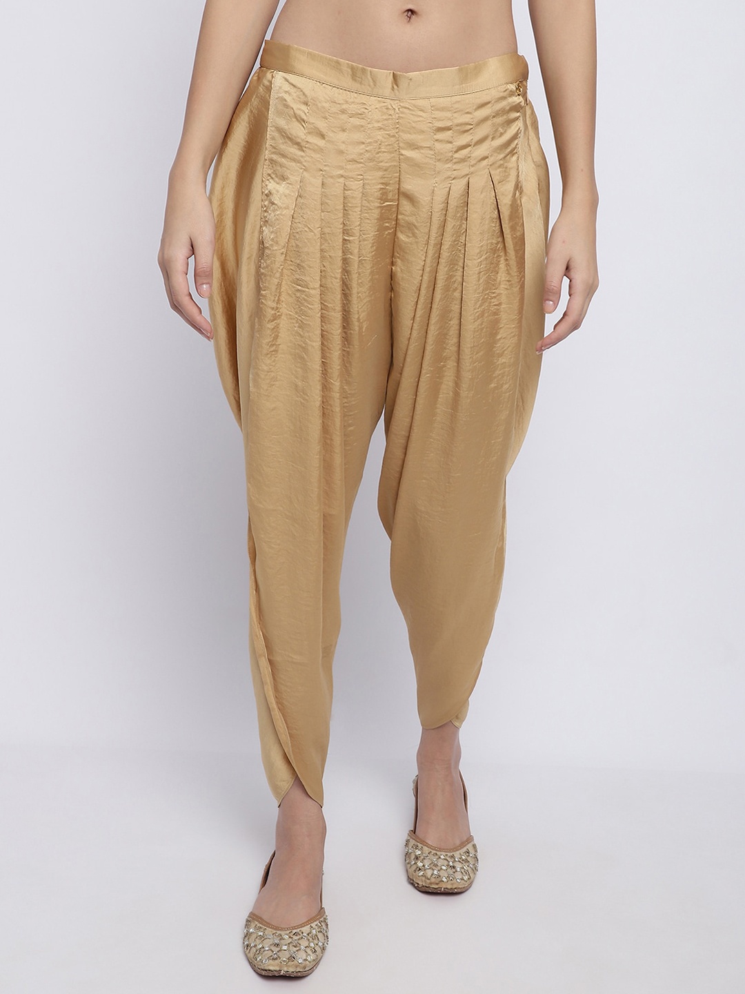 

CHIQUE Women Pleated Jodhpuris Trousers, Gold