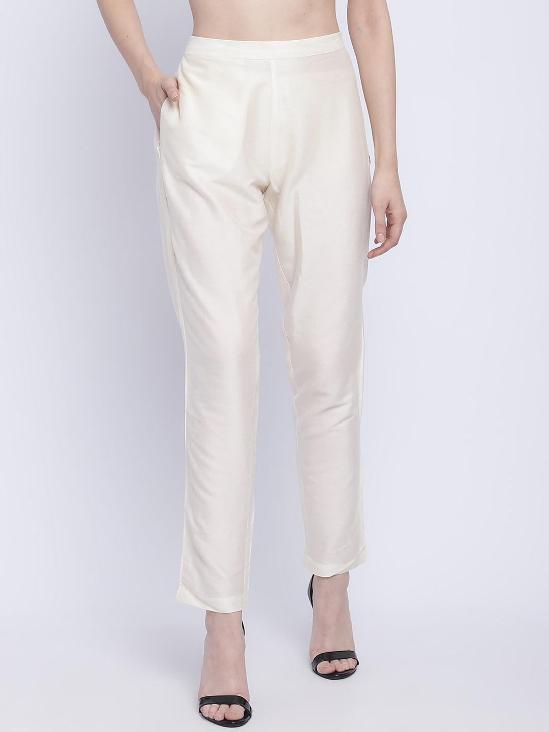 

CHIQUE Women Mid-Rise Trousers, Off white