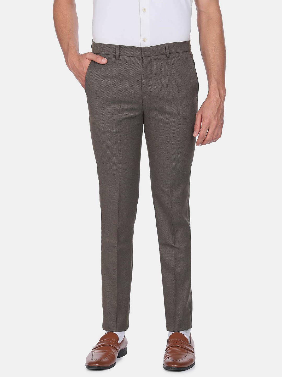 

Arrow New York Men Slim Fit Formal Trousers, Green