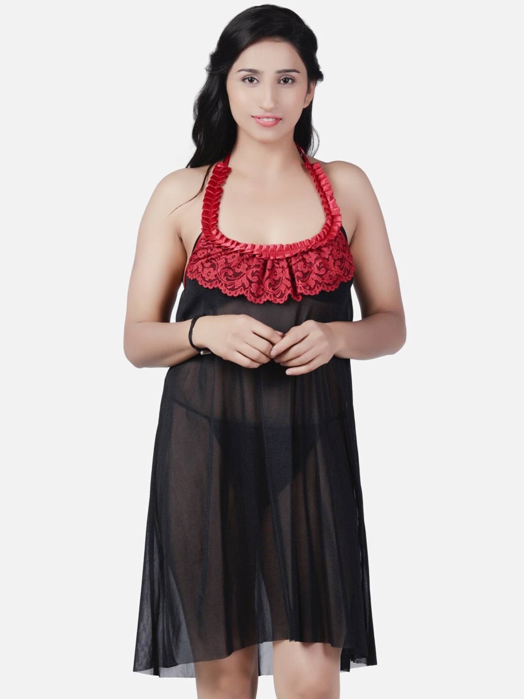 

Klamotten Halter Neck Baby Doll, Black