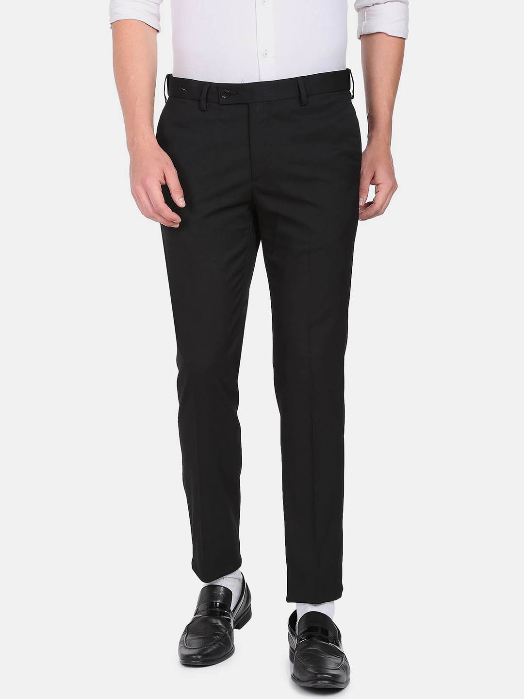 

Arrow Men Mid-Raise Formal Trousers, Black