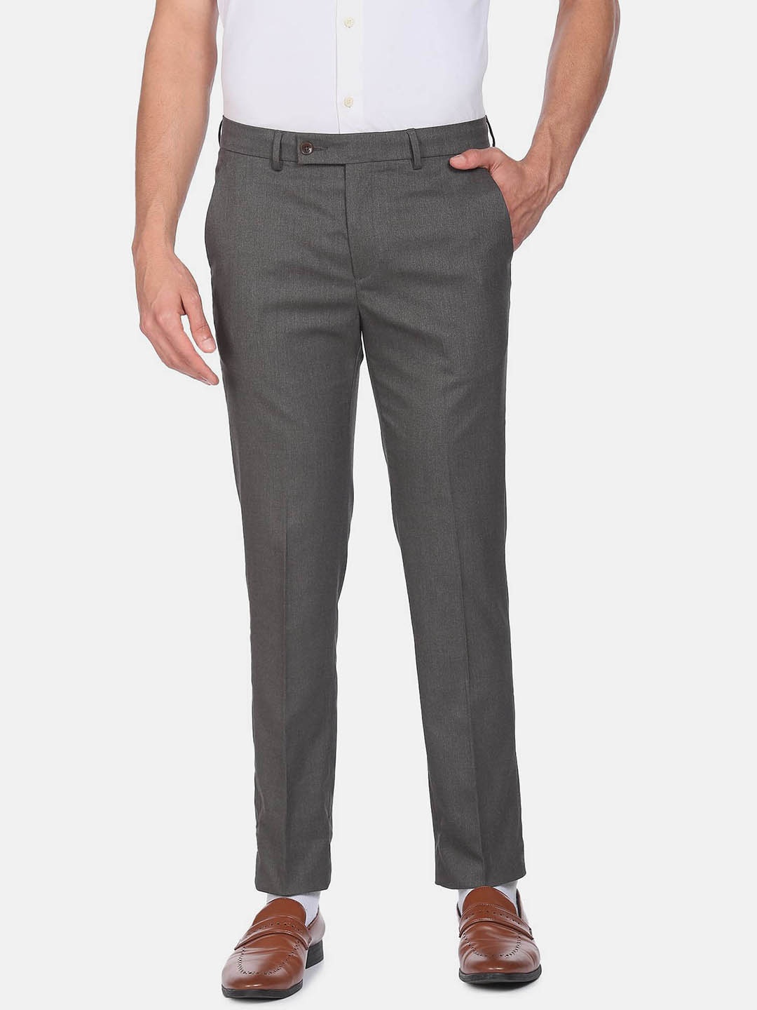 

Arrow Men Slim Fit Trousers, Grey