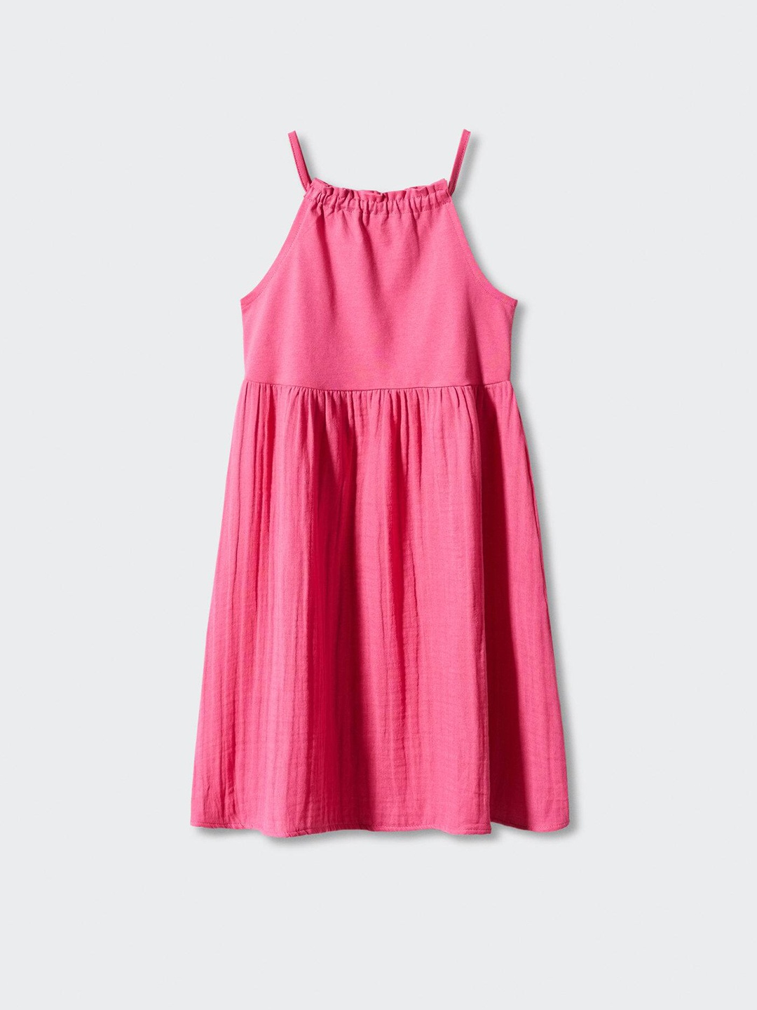 

Mango Kids Girls Cotton Halter Neck Tiered Ruffled Fit & Flare Dress, Pink