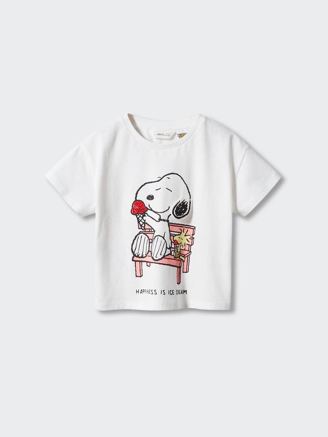

Mango Kids Girls Pure Cotton Snoopy Printed T-shirt, White