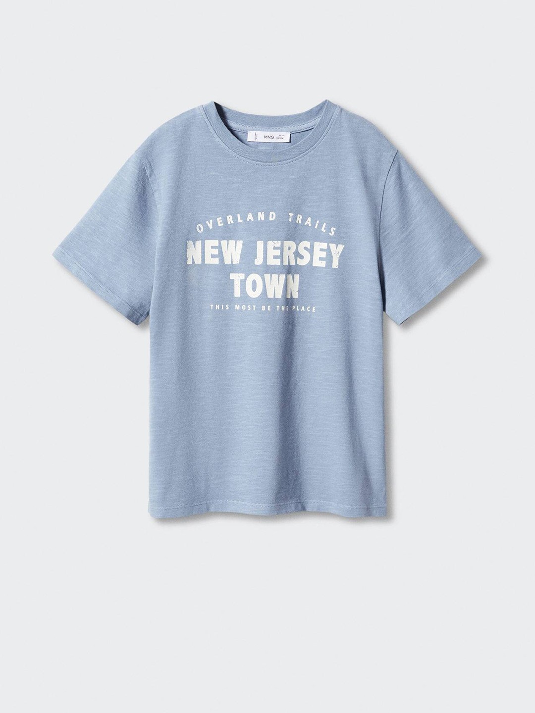 

Mango Kids Boys Pure Cotton Typography Printed T-shirt, Blue
