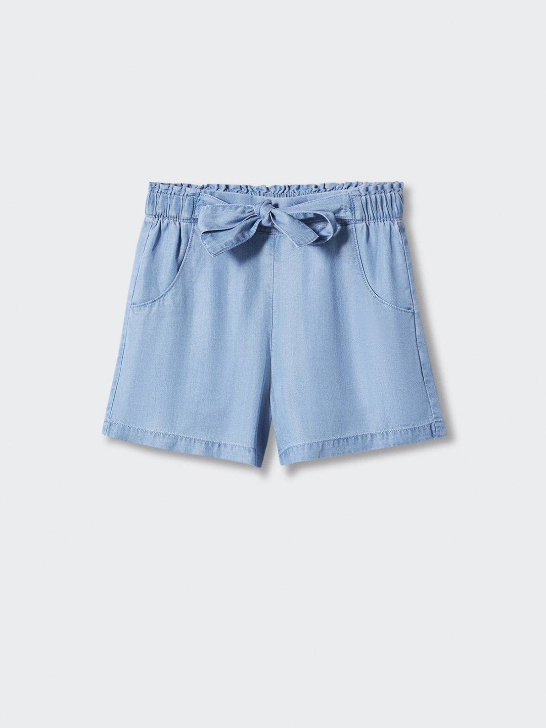 

Mango Kids Girls Mid-Rise Straight Fit Lyocell Shorts, Blue