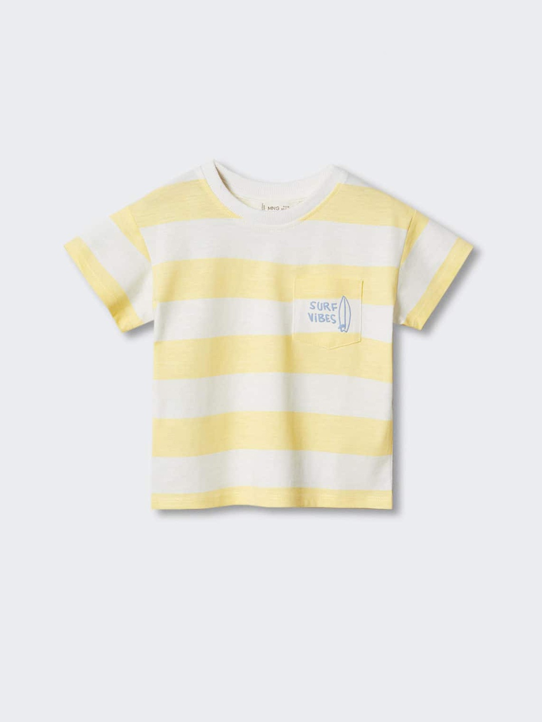 

Mango Kids Boys Pure Cotton Striped Pocket Detail T-shirt, White