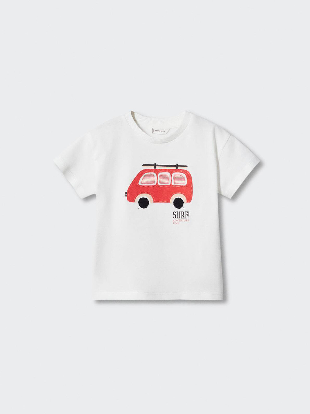 

Mango Kids Boys Pure Cotton Graphic Self Design T-shirt, White