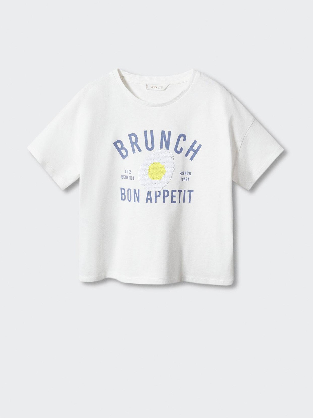 

Mango Kids Girls Pure Cotton Typography Printed Sequined Detail T-shirt, White