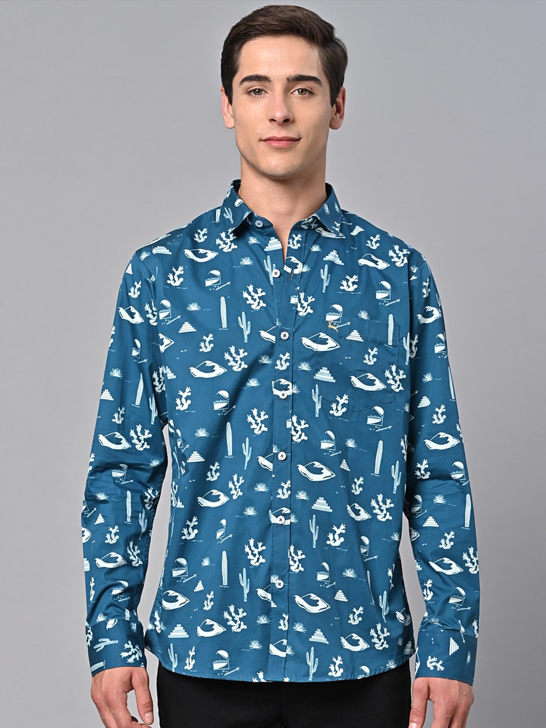 

VALBONE Comfort Conversational Printed Casual Shirt, Blue