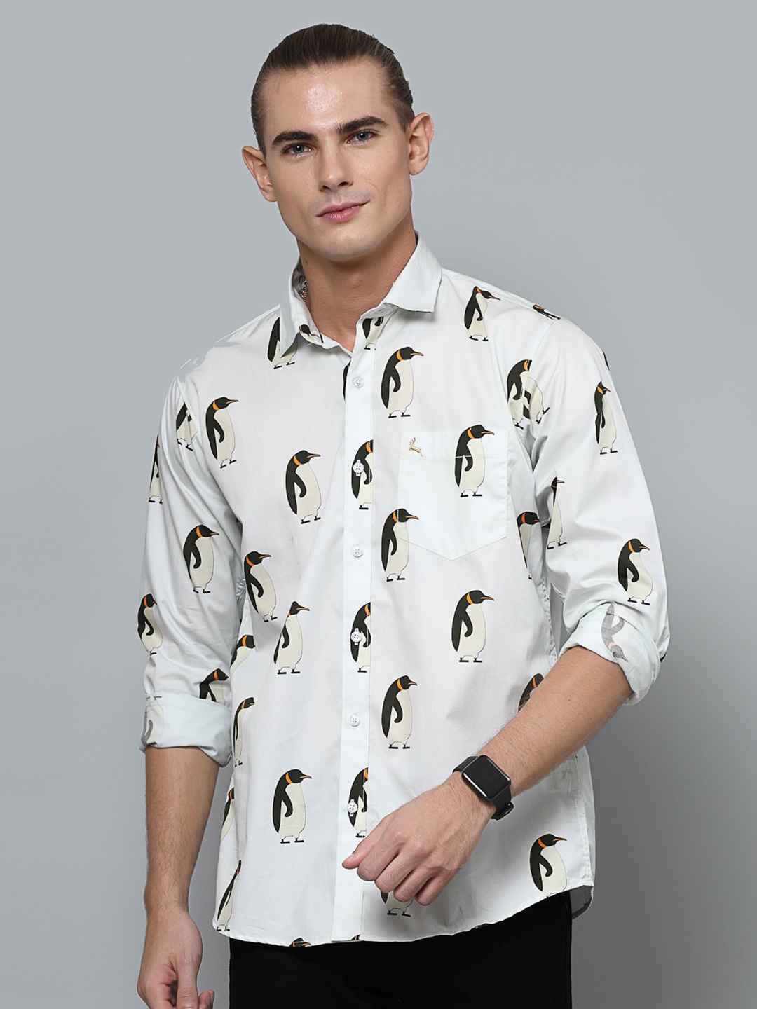 

VALBONE Comfort Conversational Printed Casual Cotton Shirt, White