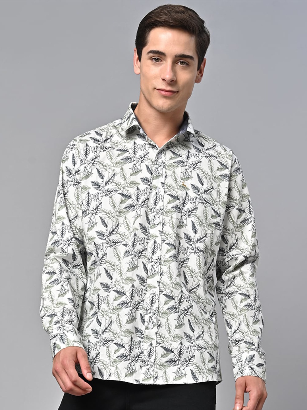 

VALBONE Comfort Opaque Printed Semiformal Cotton Shirt, White