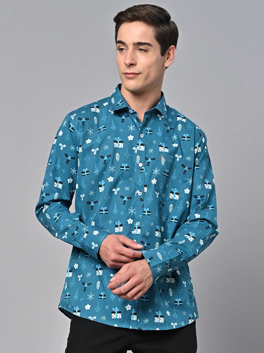 

VALBONE Comfort Conversation Printed Cotton Casual Shirt, Blue