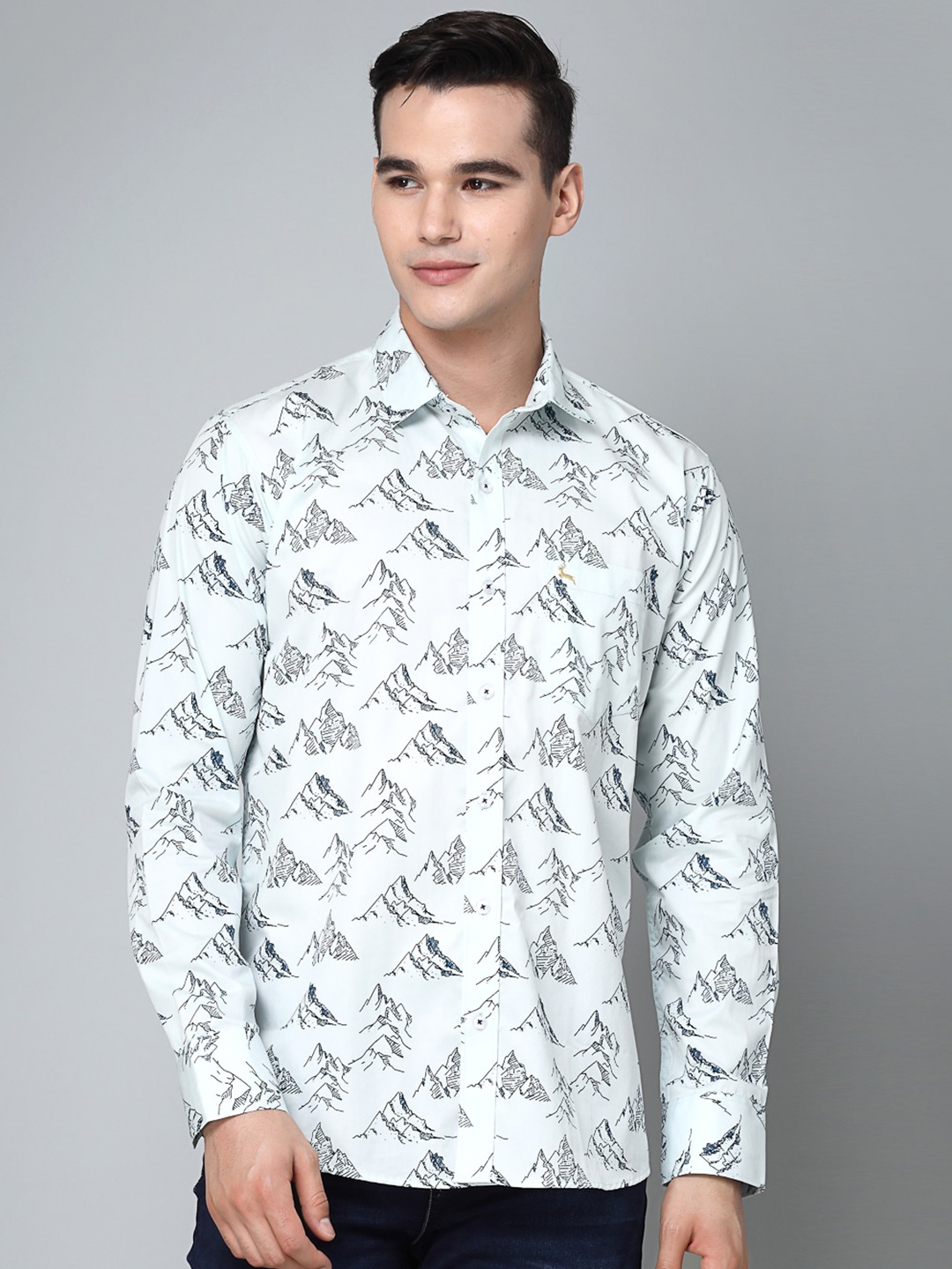 

VALBONE Comfort Conversational Printed Casual Cotton Shirt, Blue