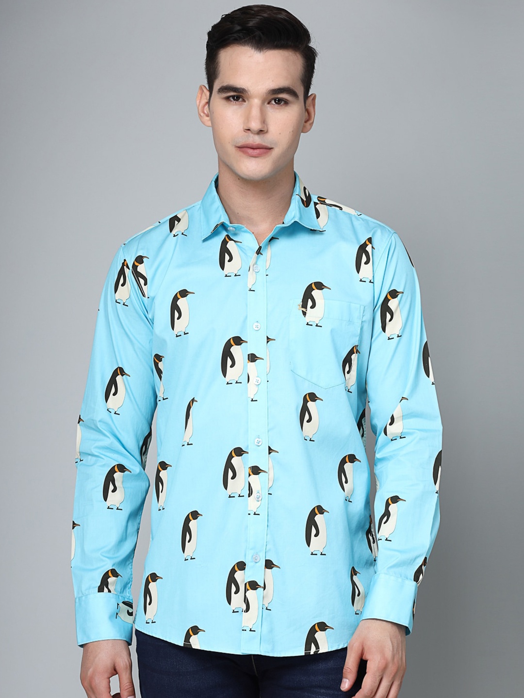 

VALBONE Comfort Printed Semiformal Cotton Shirt, Blue