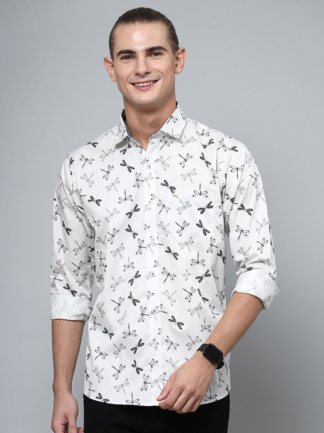 

VALBONE Comfort Conversational Printed Cotton Shirt, White