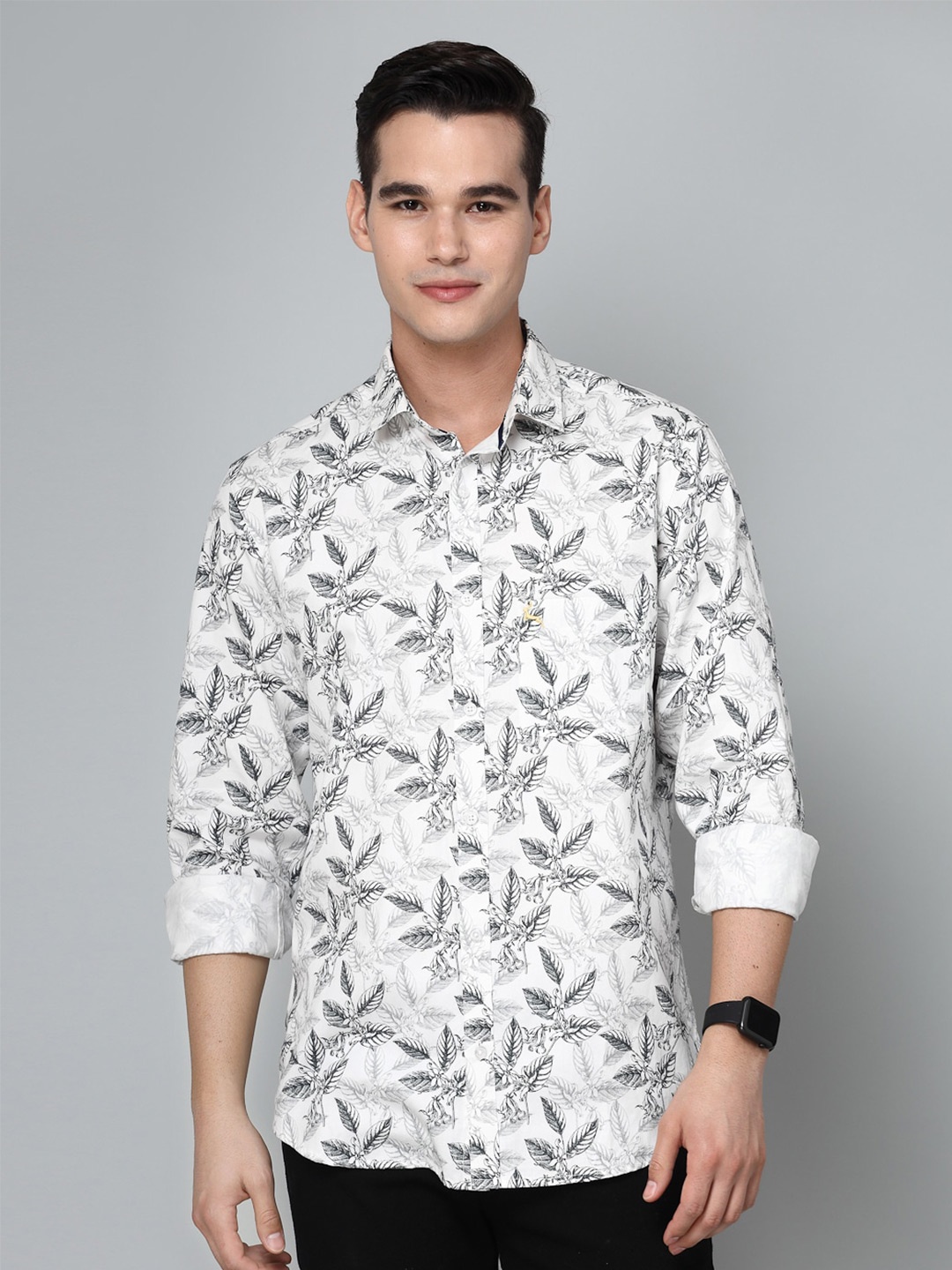 

VALBONE Comfort Tropical Printed Semiformal Shirt, White