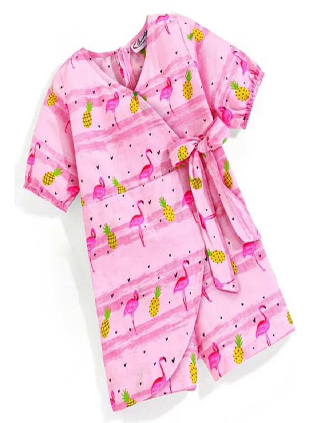 

M'andy Girls Floral Printed V-Neck Cotton Jumpsuit, Pink