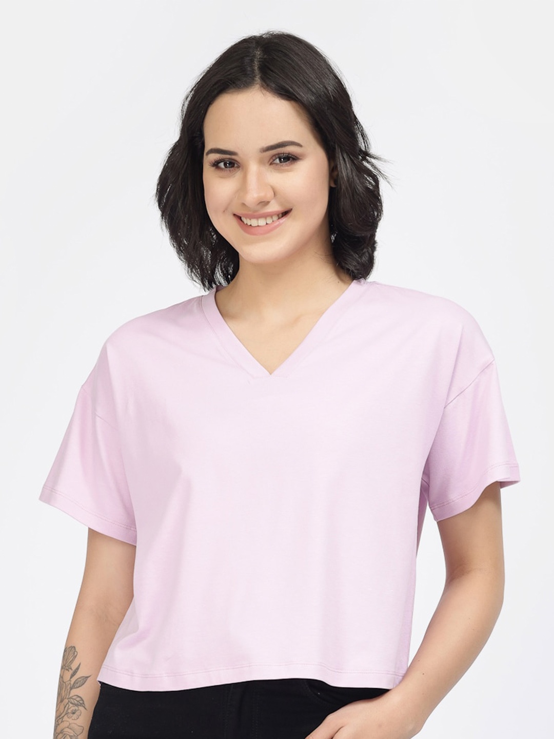 

YOONOY Cotton Boxy Top, Lavender