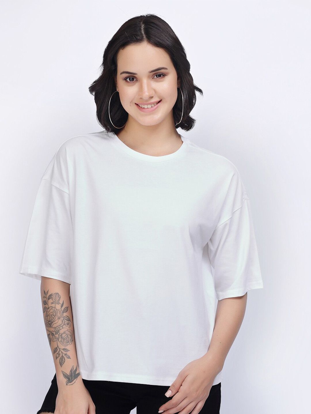 

YOONOY Round Neck Pure Cotton T-shirt, White