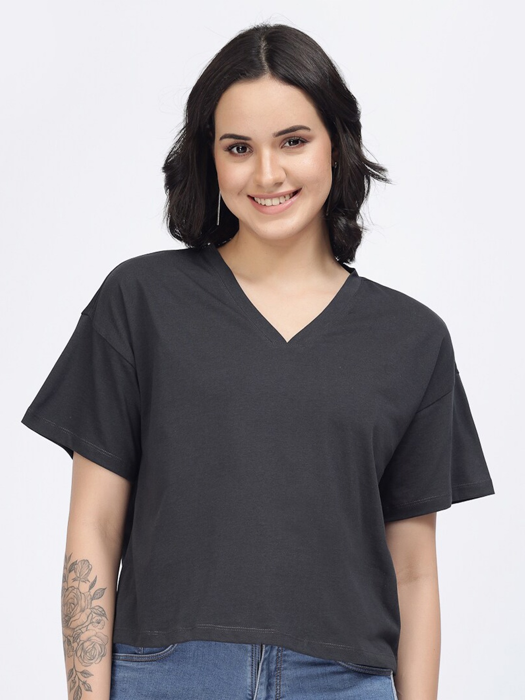 

YOONOY Cotton Boxy Top, Black