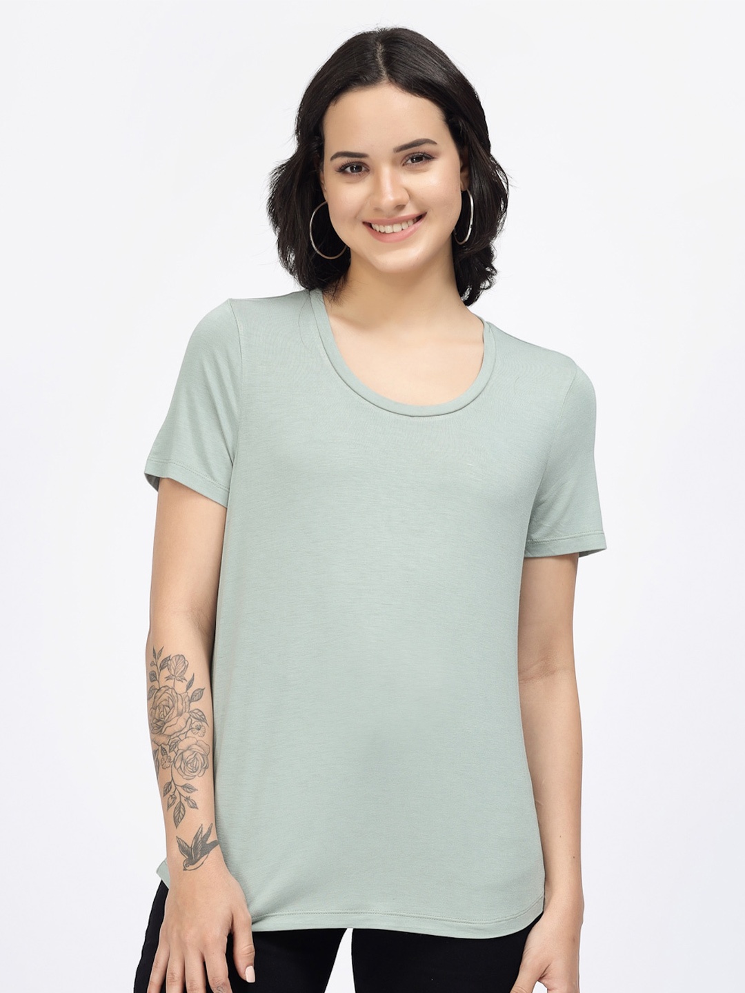 

YOONOY Cotton Round Neck Causal T-shirts, Green