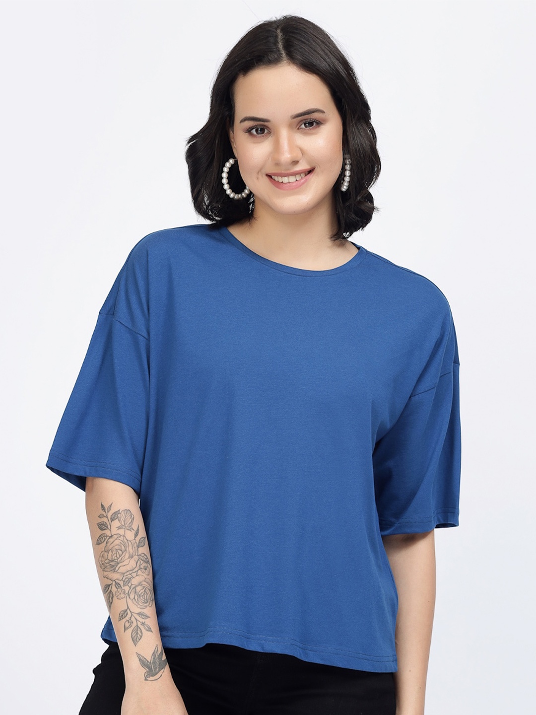 

YOONOY Pure Cotton Boxy Top, Teal