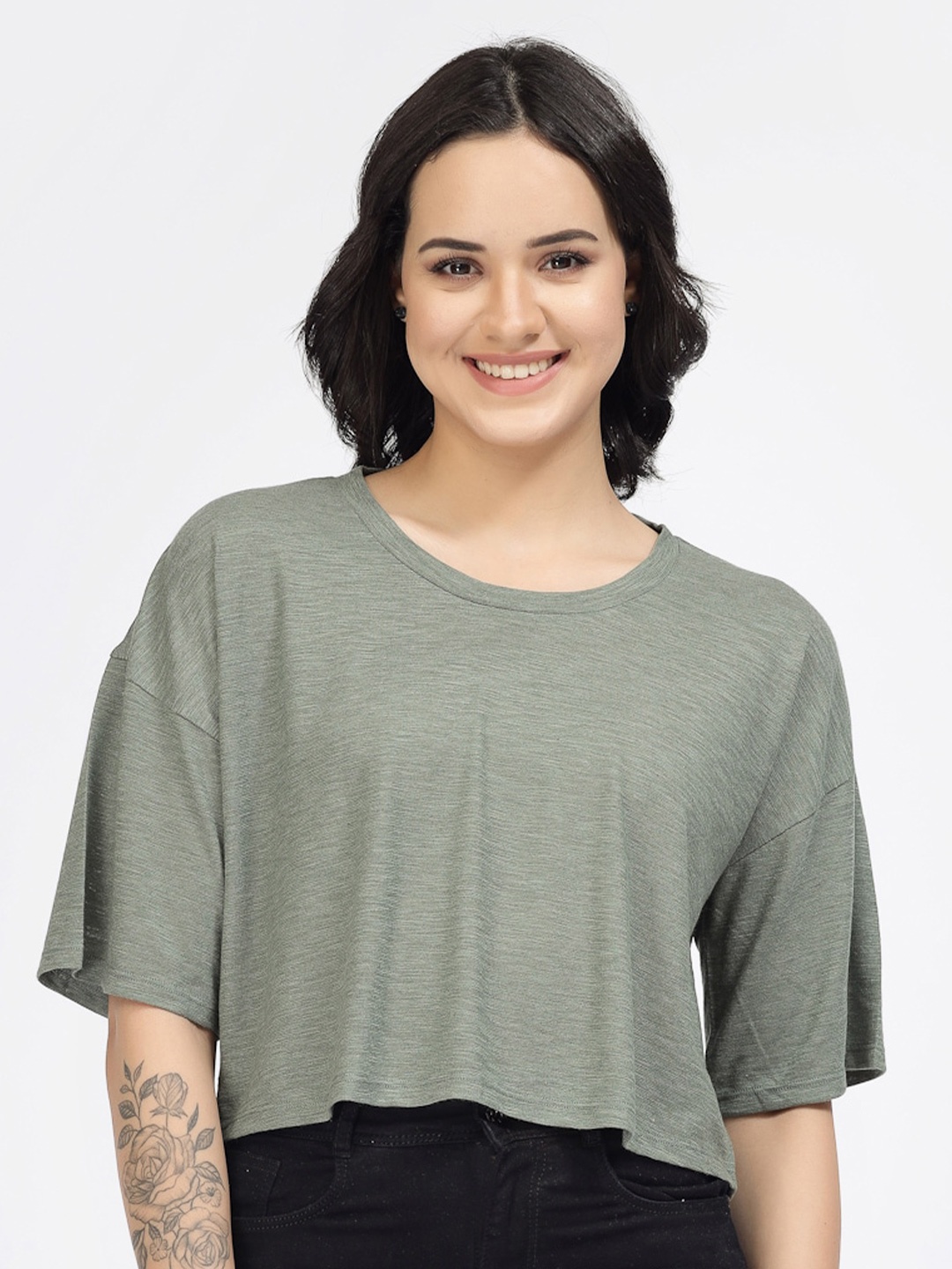 

YOONOY Cotton Boxy T-Shirt, Green