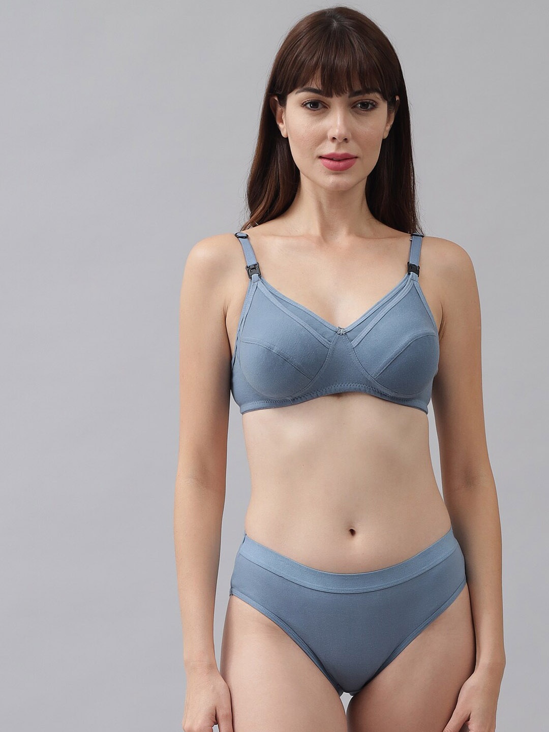 

Imsa Moda Women Non Padded Maternity Lingerie Set Eng-Mother-Set-Blue-30