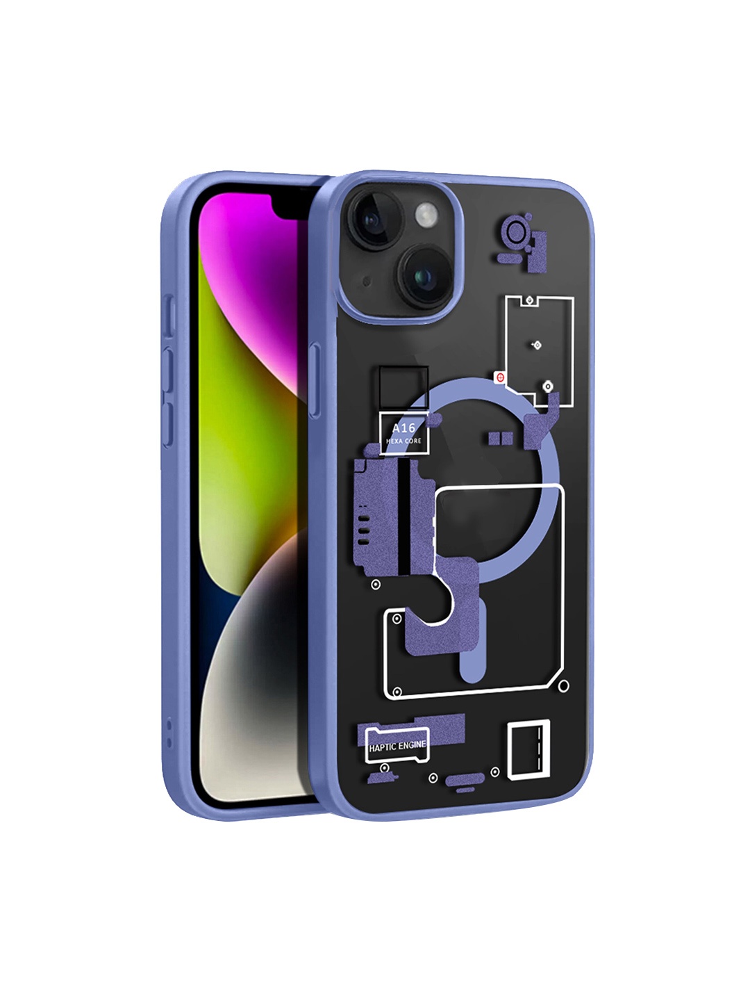 

Karwan Transparent Printed MagSafe iPhone 13 Backcover, Blue