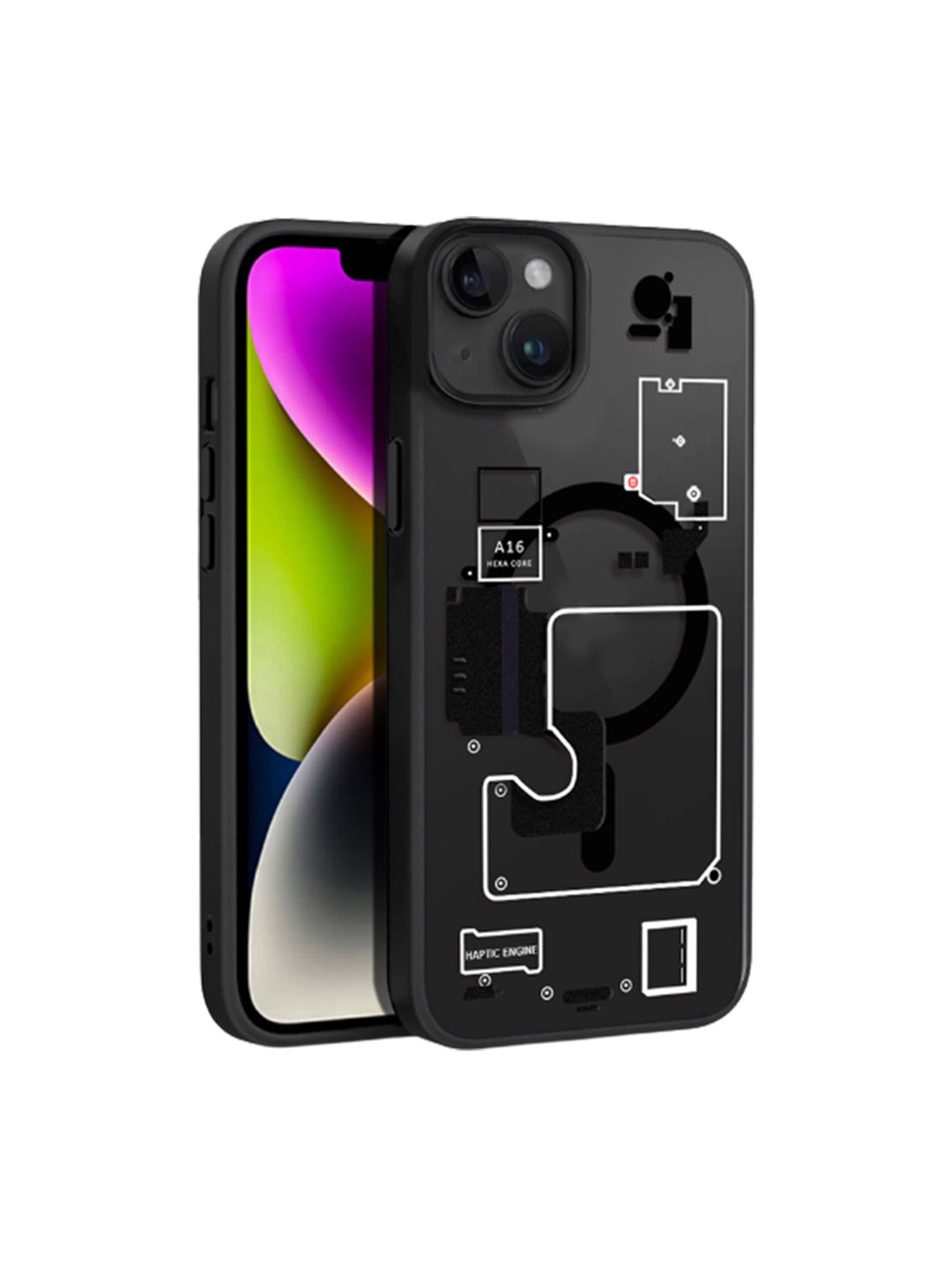 

Karwan Transparent Printed MagSafe iPhone 13 Backcover, Black