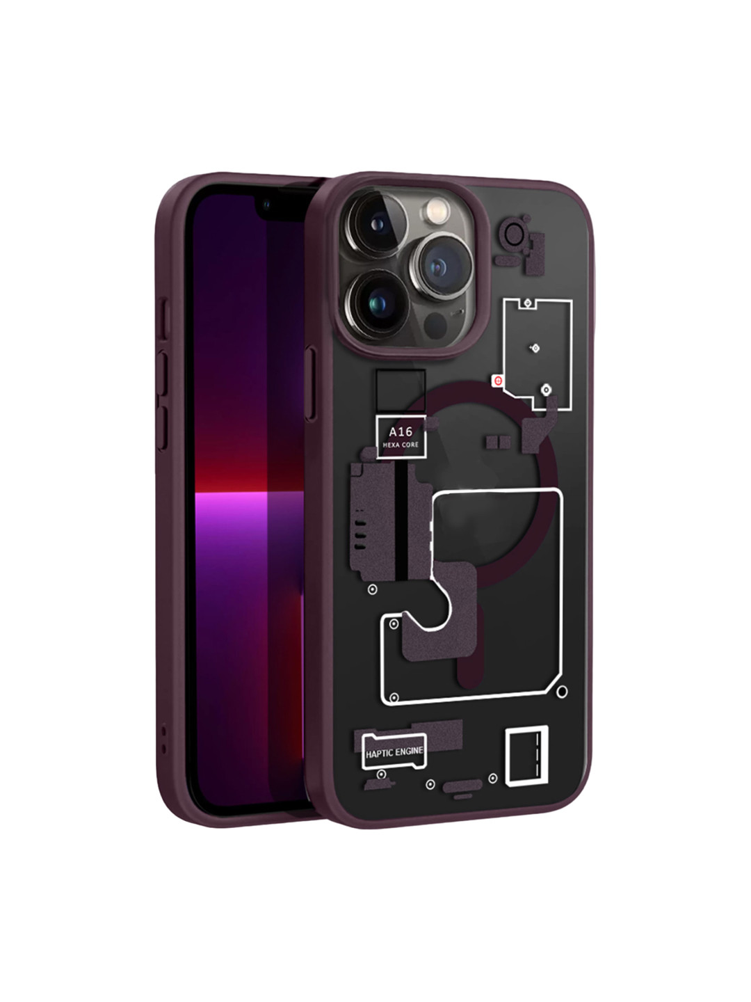 

Karwan Magsafe iPhone 13 Pro Mobile Back Case, Maroon