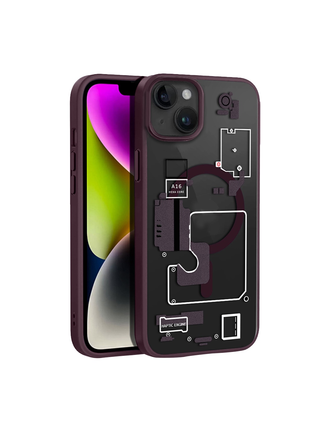 

Karwan Magsafe iPhone 14 Mobile Back Case, Maroon